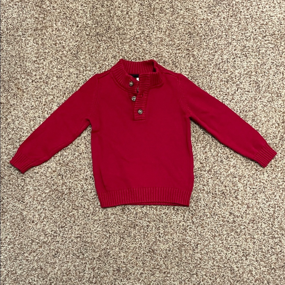 Carter's Red Boys Knit Button-Neck Sweater